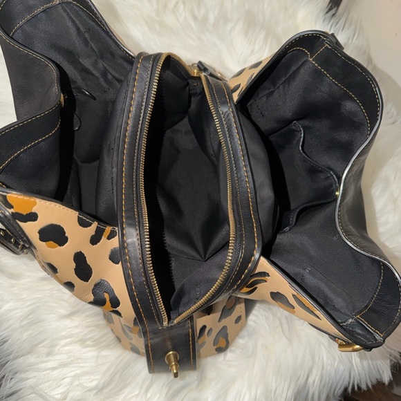 COACH Leaopard Edi Black and Tan Shoulder Bag#32728 - Picture 6 of 16